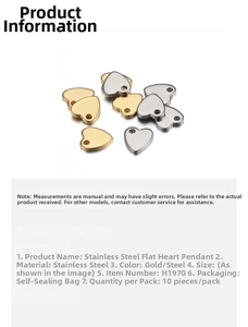 Close-up of heart-shaped stainless steel charms in gold and silver finishes