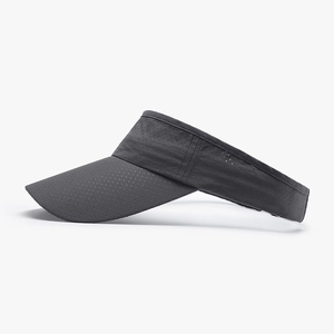 Dark grey breathable sun visor hat for outdoor sports with mesh ventilation fabric