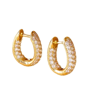 Eleganti orecchini a cerchio a forma di U placcati in oro con zirconi scintillanti