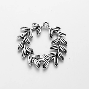 Silver hollow olive branch leaf pendant jewelry accessory for DIY earrings and necklaces