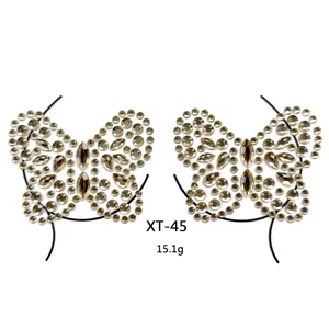 Champagne gold butterfly crystal body jewelry decals for festival chest decoration