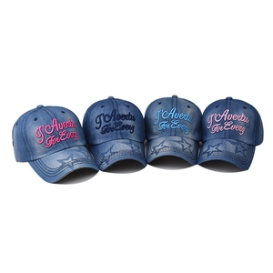 Casquettes de baseball en denim épais délavé avec broderie et motifs d'étoiles