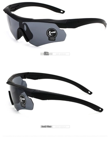 Detailed view of black tactical safety goggles with anti-fog lenses and anti-slip nose pads