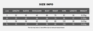 Detaillierte Größentabelle für Damen PU-Lederjacke und Rock Set mit genauen Maßen