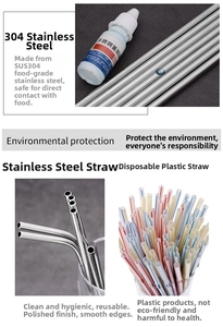 Detail of SUS304 stainless steel straw with smooth polished edge and food grade material