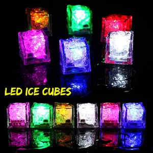 LED Ice Cubes Liquid Activated Glowing Colorful PS Plastic Waterproof Decoration For Bar Party Wedding Night Club