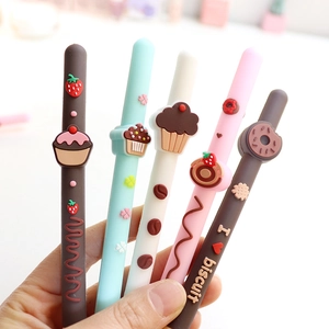 Five-piece silicone gel pen set with cute 3D dessert toppers like donuts and cookies