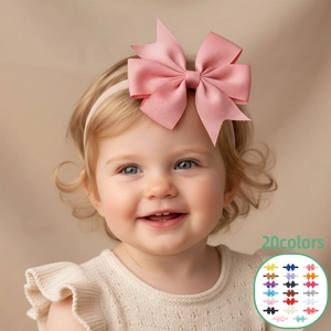 Baby Girls Bow Headband Soft Elastic Nylon Grosgrain Ribbon Solid Color Large Bow Infant Toddler Hair Accessories