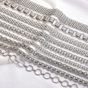 Polished silver stainless steel chains in various geometric designs for DIY jewelry making