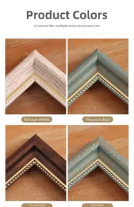 Detail of vintage oil painting frame moldings with decorative bead trim in four colors