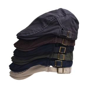 Vintage Flat Cap Cotton Canvas Adjustable Metal Buckle British Retro Newsboy Hat For Men Women Breathable Sunshade