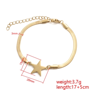 Gold minimalist stainless steel star pendant bracelet on white background