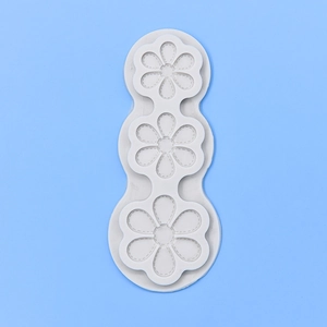 Three-piece set of white hexagonal flower silicone molds for DIY cake baking and crafts