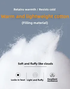 Detail of high-loft white polyester padding material for thermal winter jackets