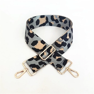 Adjustable leopard print wide strap for shoulder and crossbody bags with gold hardware