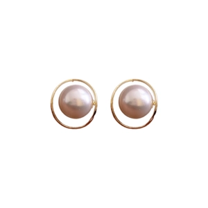 Eleganti orecchini a cerchio placcati in oro con grandi perle bianche da donna