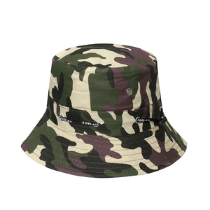 Jungle camouflage bucket hat with adjustable sport drawstring and breathable vents