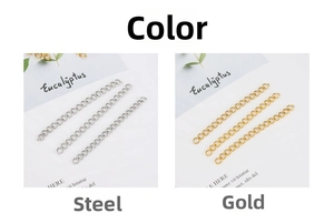 Detail of steel and gold stainless steel extender chains for DIY necklace bracelets