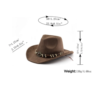 Spécifications de taille pour chapeau de cowboy en feutre avec bande perlée