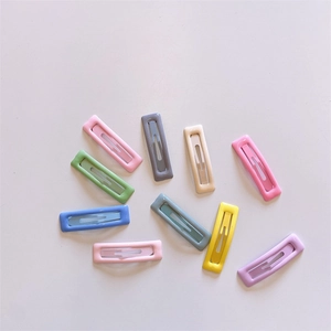 Set of 10 colorful candy-colored square hair clips for girls in pastel resin finishes