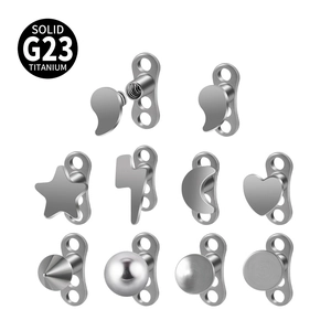 G23 Titanium Dermal Anchor Tops Internal Thread Body Piercing Jewelry Heart Star Moon Bolt Spike Ball 14G Microdermal Piercing