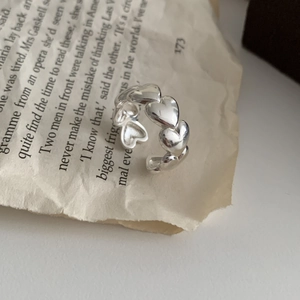 Bague En Argent Sterling 925 Coeurs Liés Ouverte Ajustable Minimaliste Doux Style Coréen Bijoux Pour Femmes
