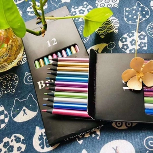 Metallic Colored Pencils Black Wood For Art Sketching Drawing Supplies Professional Vibrant Shimmering Painting