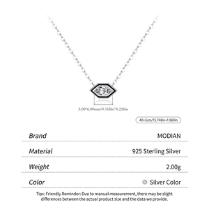 S925 sterling silver hexagonal necklace with marquise zircon pendant and 45cm chain