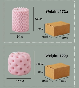 Detailed dimensions and weight of geometric pink scented candles with kraft gift box