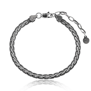 S925 Sterling Silver Woven Snake Bone Bracelet Retro Oxidized Silver Chain Bracelet Minimalist Jewelry For Women Gift