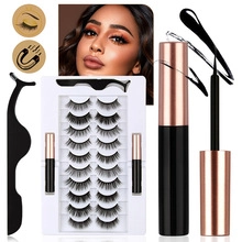 Magnetic eyelash kit with 10 pairs of 3D lashes, dual liners and black applicator tool