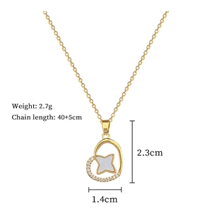 Detailed dimensions of heart and star pendant necklace with cubic zirconia inlay