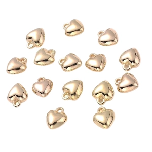 Polished heart-shaped golden CCB pendants for DIY jewelry making and crafts