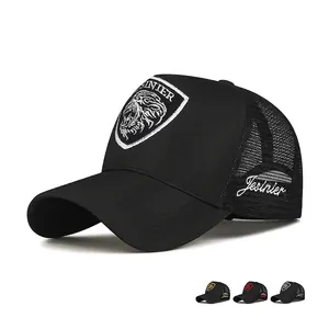 Mesh Baseball Cap Breathable Trucker Hat Lion Head Embroidery Adjustable Snapback Summer Outdoor Sun Protection Unisex