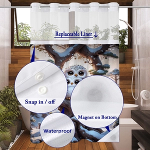 Details zum wasserdichten Duschvorhang mit einknöpfbarem Futter und Magnet am Saum