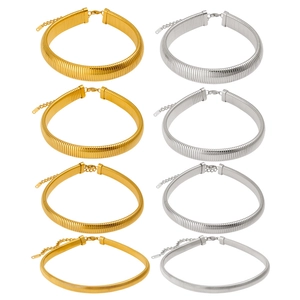 Sleek titanium steel choker necklaces in gold and silver with various widths and lobster clasp