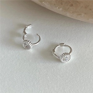 925 Sterling Silver Huggie Earrings Round Cubic Zirconia Minimalist Geometric Fashion Jewelry For Women