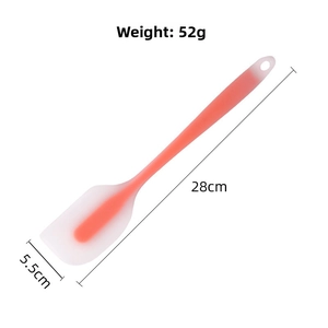 Detailed size specifications for the 28cm semi-transparent silicone spatula and cream scraper