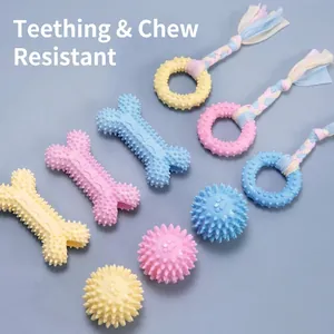 Jouet À Mâcher Pour Chien Os Balle Anneau En Caoutchouc TPR Pour Nettoyage Dentaire Jeu Interactif Chiots Petits Chiens