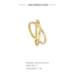 Detail specifications of S925 sterling silver minimalist double-layer cross open ring