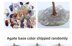 Detailed close-up of wire-wrapped tree crown with natural amethyst and multi-gemstones