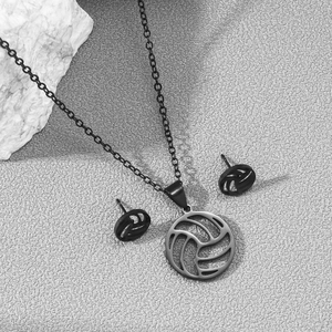 Sport Volleyball Basketball Fußball Rugby Anhänger Halskette Und Ohrringe Edelstahl Hohl Schmuck Unisex
