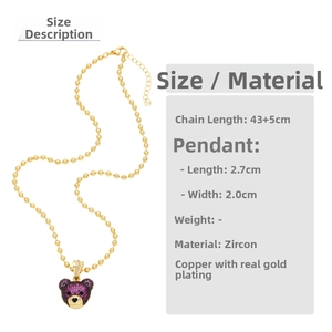 Size chart for hip-hop bear necklace with zircon pendant and gold plated chain