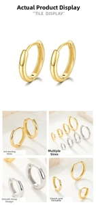 Macro detail of high-polished S925 sterling silver hoop earrings with visible hallmarks