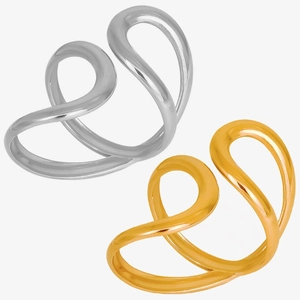 Minimalist 304 Stainless Steel Irregular Geometric Open Ring For Women 18K Gold Plated Personalized Adjustable Finger Jewelry