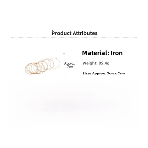 Detailed technical specifications for 20-piece gold iron bangle set with weight and size