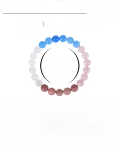 Detailed specs of handmade crystal fertility bracelet with rhodochrosite and aquamarine