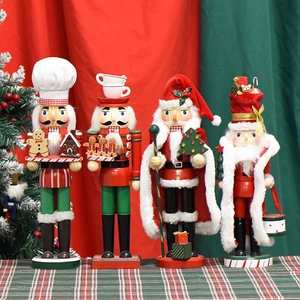 Set of four wooden Nutcracker soldier ornaments for festive Christmas home decor display