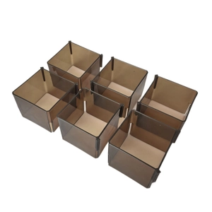 Set of 6 translucent brown plastic drawer organizers for wardrobe storage and neat sorting