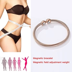 Rose gold magnetic therapy cable bracelet for weight loss and stylish health benefits